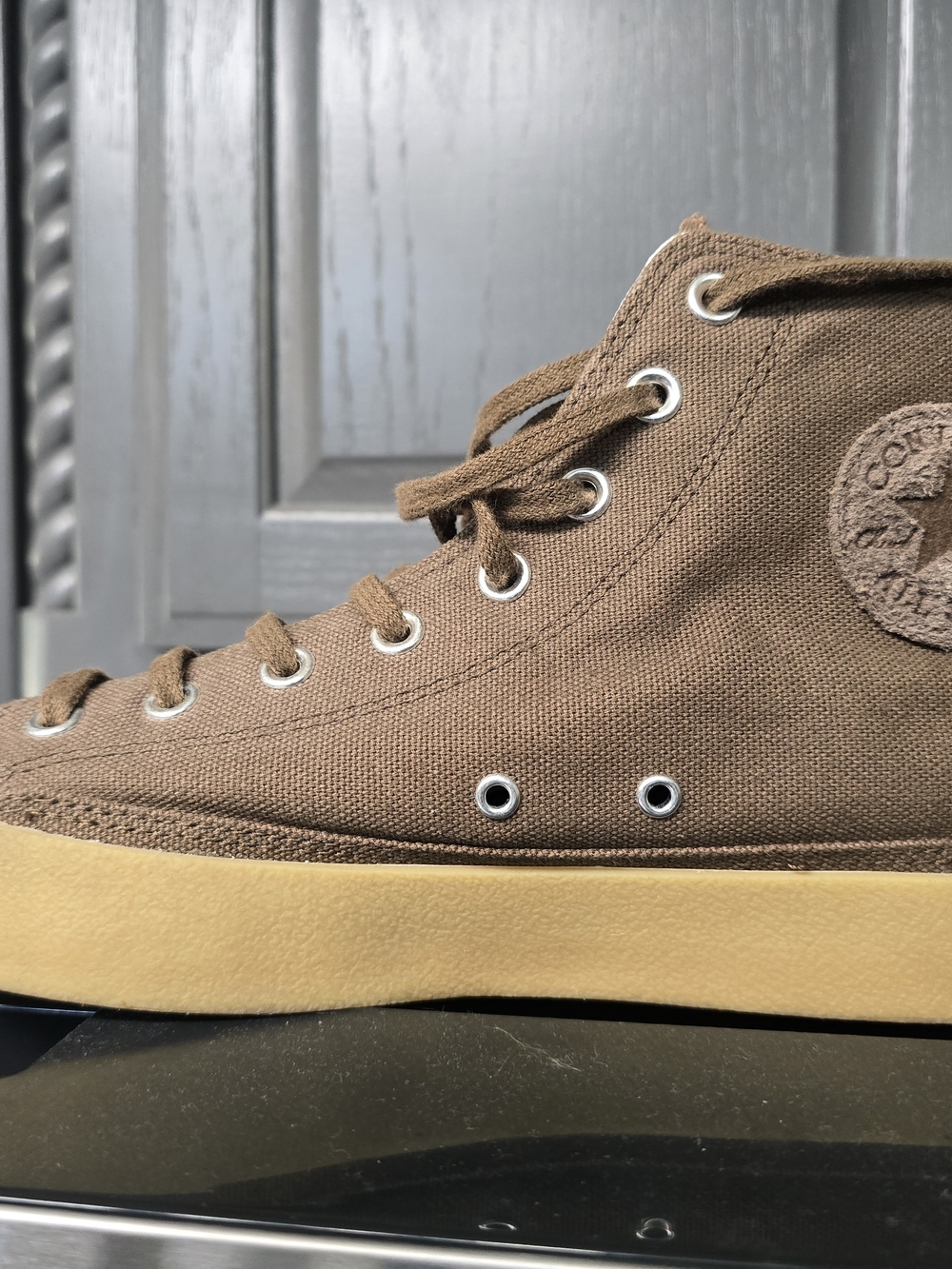 Converse Brown Canvas High-Top Sneakers with Gum Sole